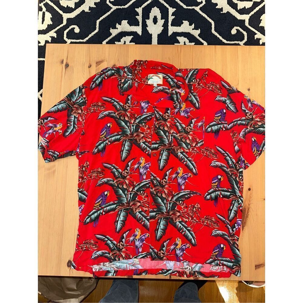 Paradise Found Magnum PI Parrot Hawaiian Shirt Red Men’s 2XL Made in the USA Vin